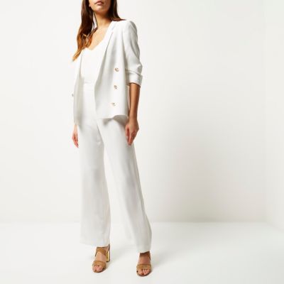 White high waisted wide leg trousers